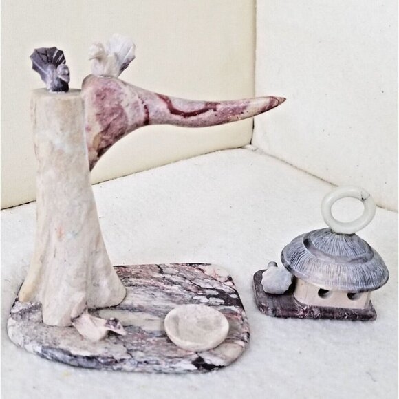 Stone sculpture‎ tree birdhouse marble 6x3 bird watcher outdoorsy ornithology - Picture 6 of 11